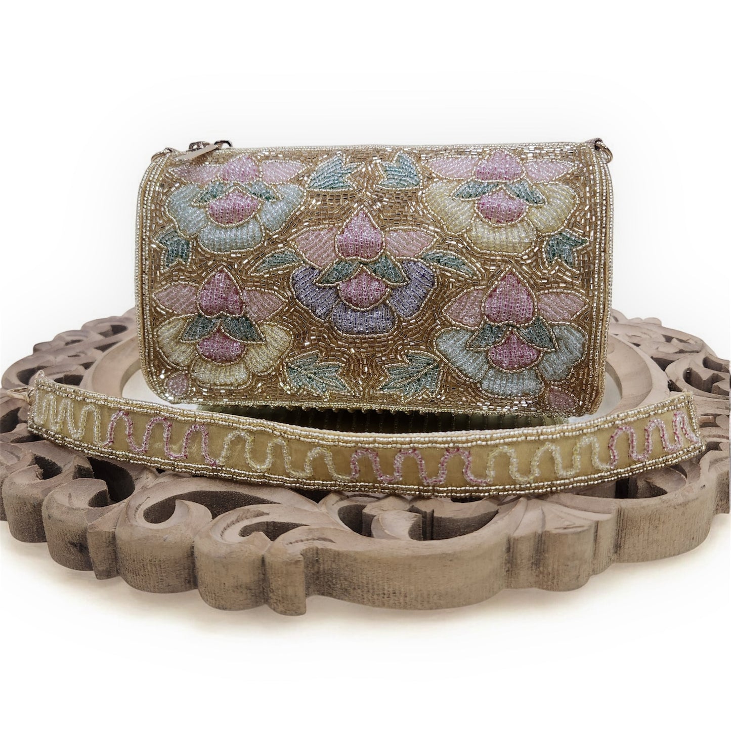 Phoolkari Gold Bag