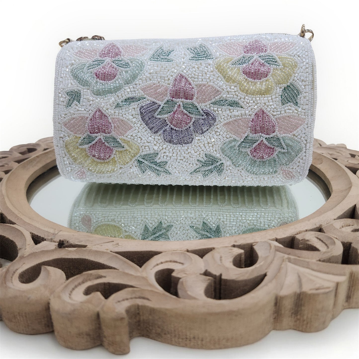 Phoolkari Ivory Bag