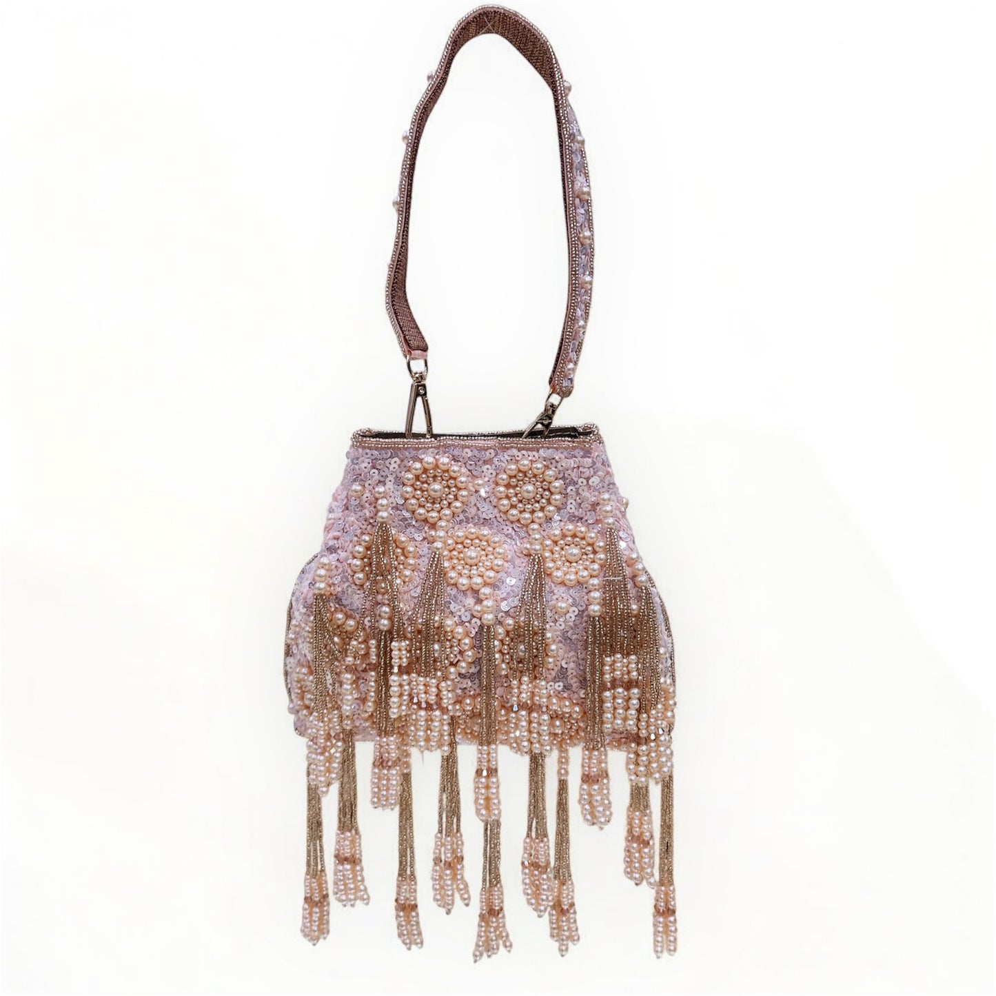 Sheen Rose Gold Pearl Potli