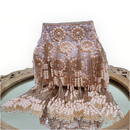 Sheen Rose Gold Pearl Potli