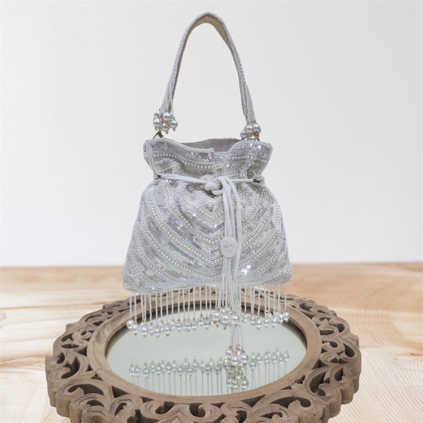 Jugnu Sequin Cream Potli