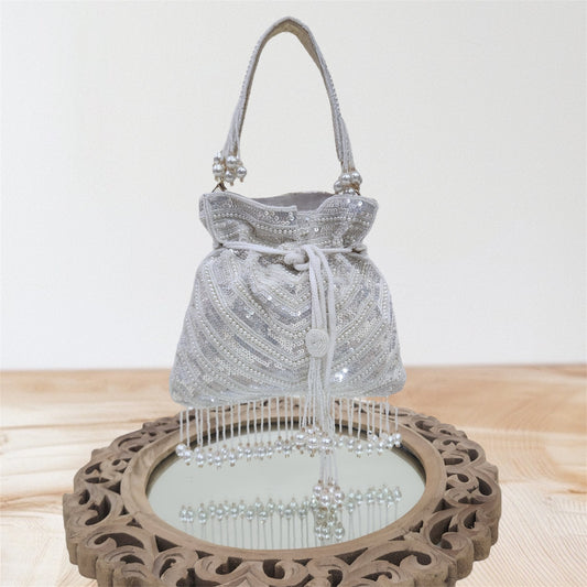 Jugnu Sequin Cream Potli