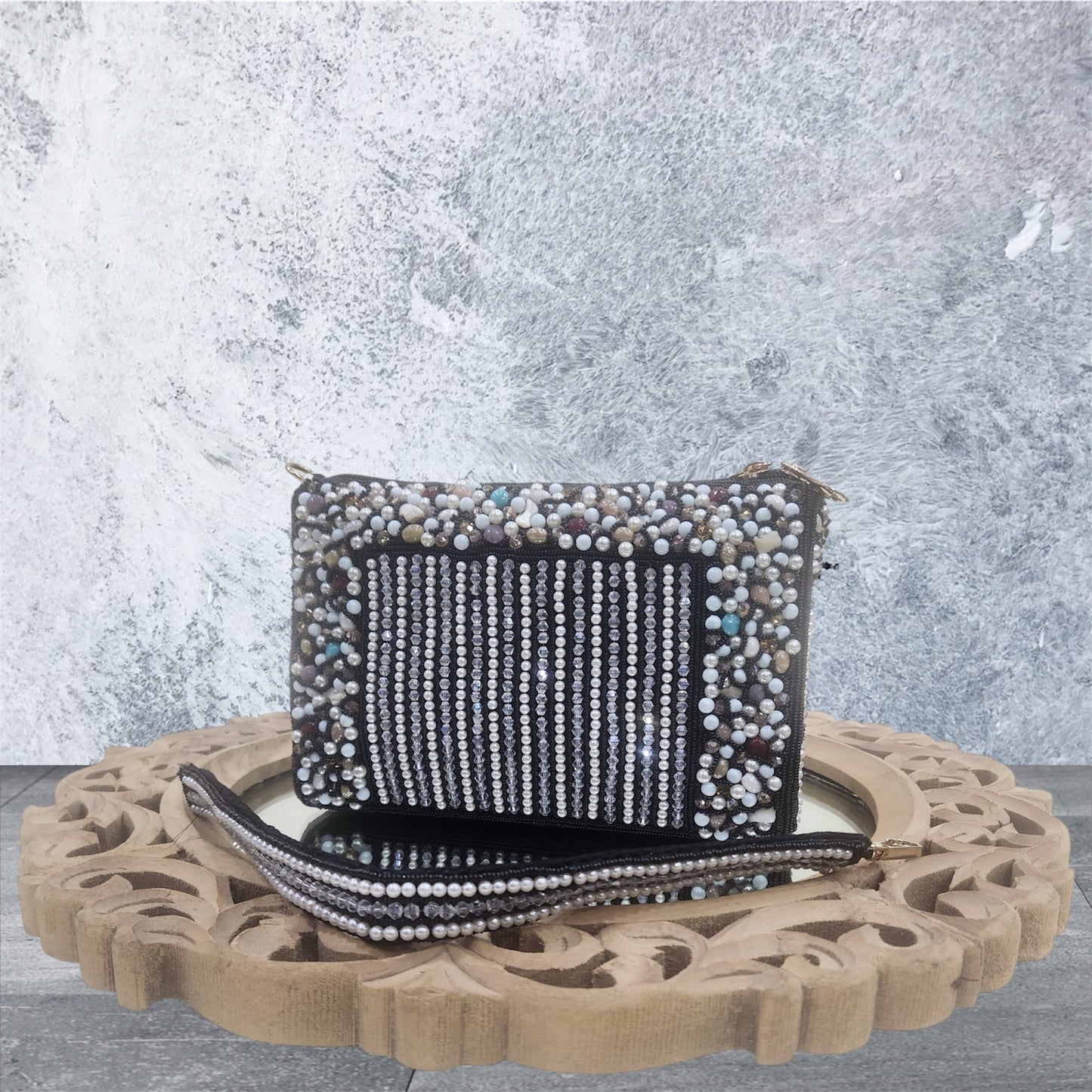 Nazaakat Crystal Black Bag