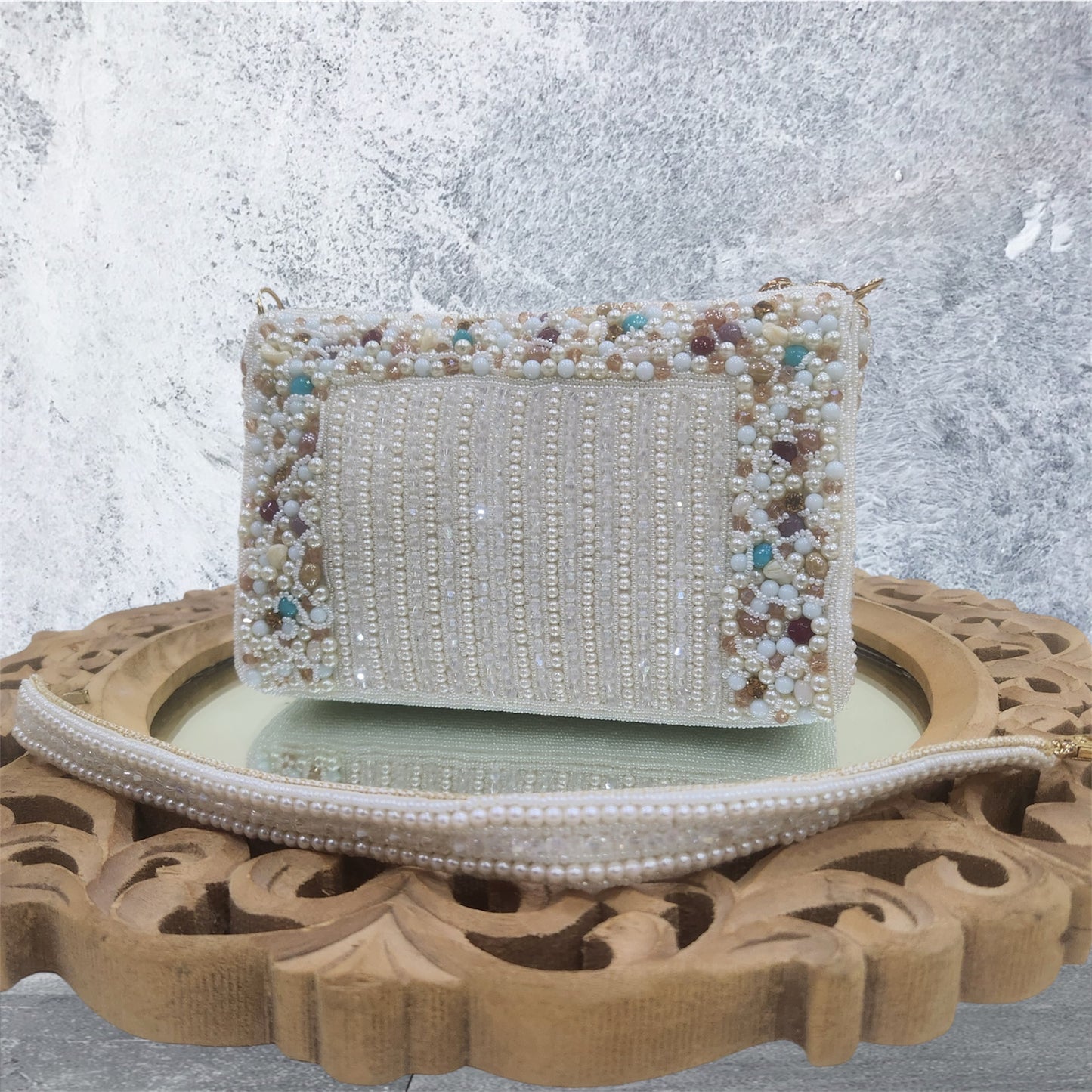 Nazaakat Crystal Ivory Bag
