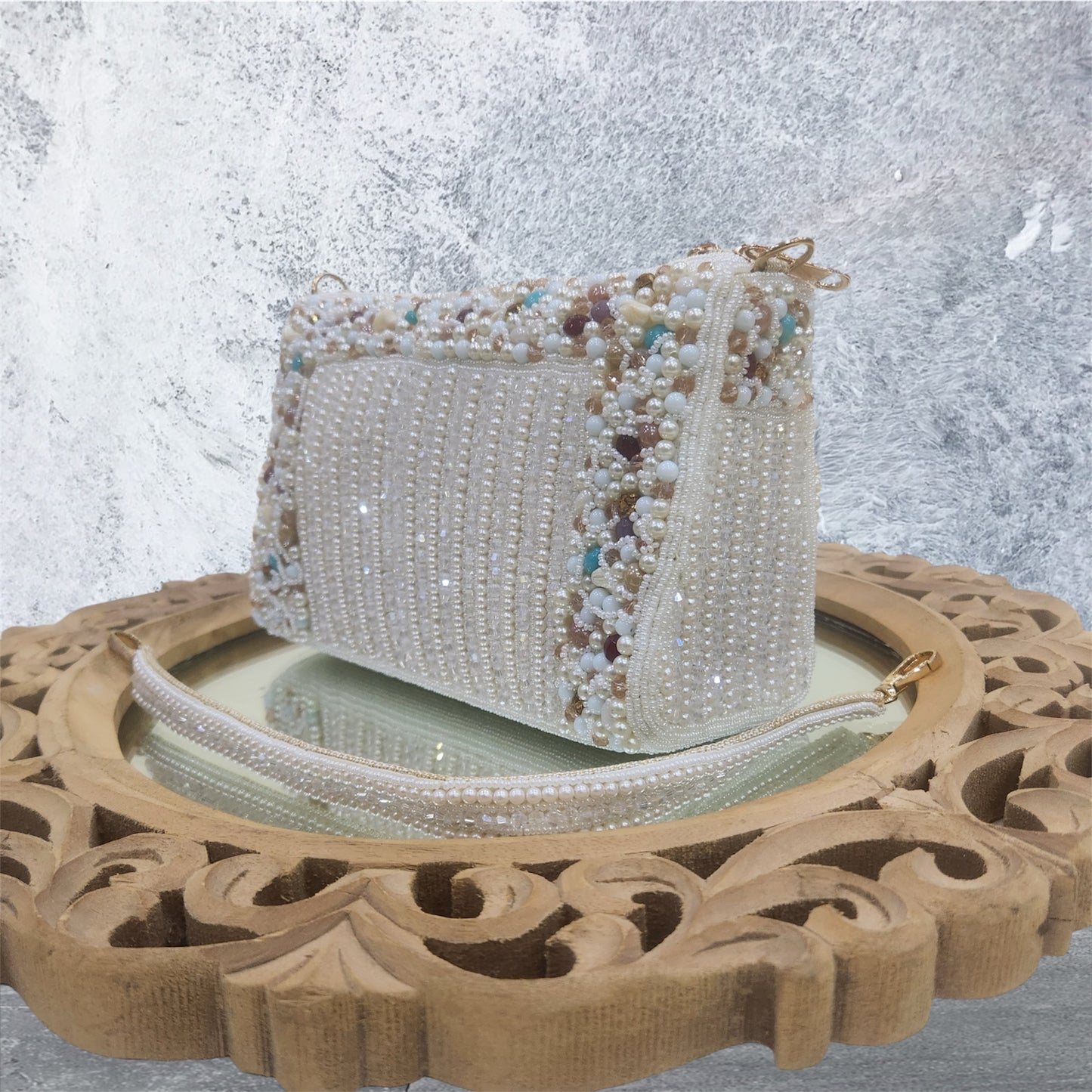 Nazaakat Crystal Ivory Bag