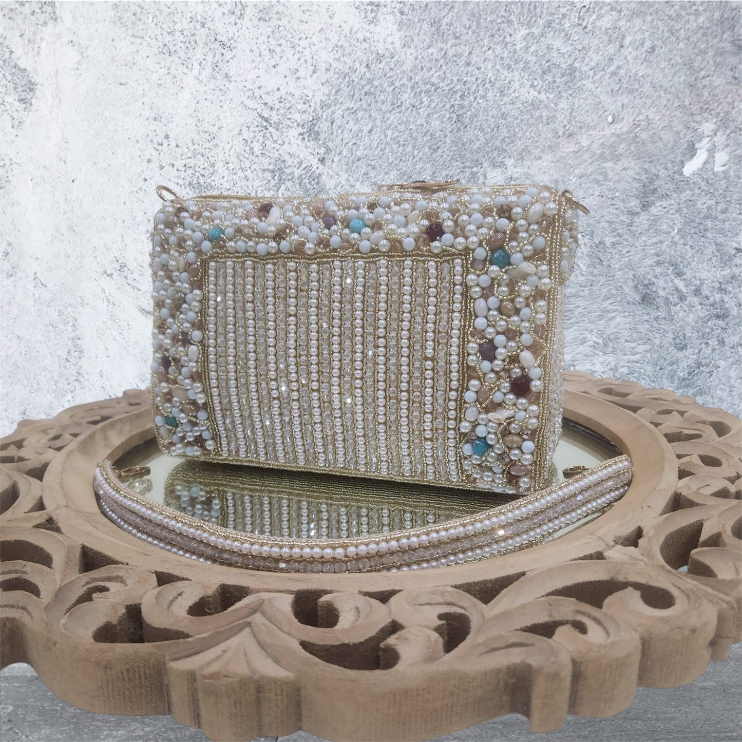 Nazaakat Crystal Gold Bag