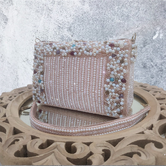 Nazaakat Crystal Rose Gold Bag