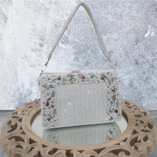 Nazaakat Crystal Ivory Bag