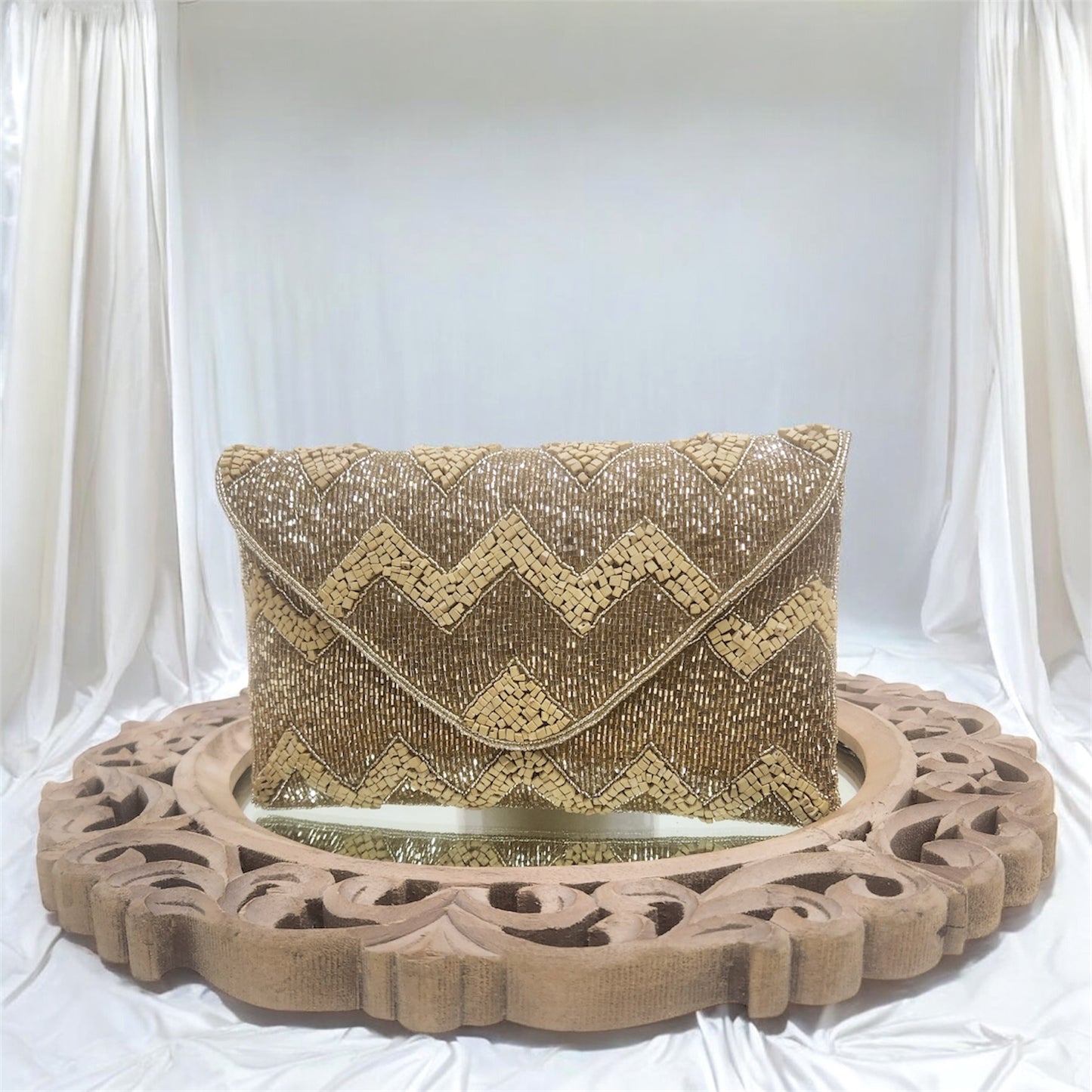 Leher Gold Envelope Clutch