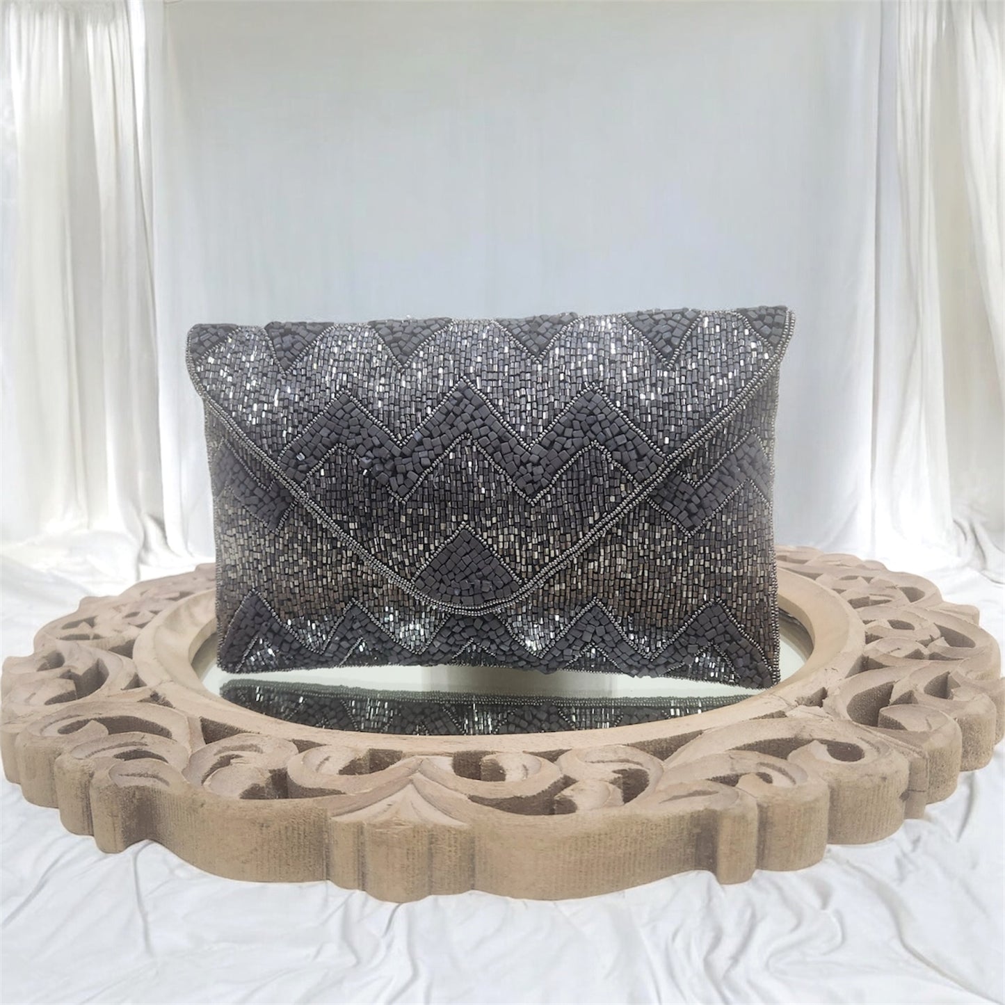 Leher Grey Envelope Clutch