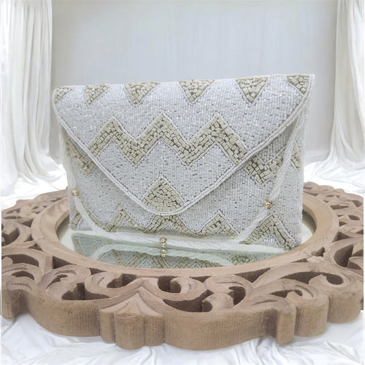Leher Ivory Envelope Clutch