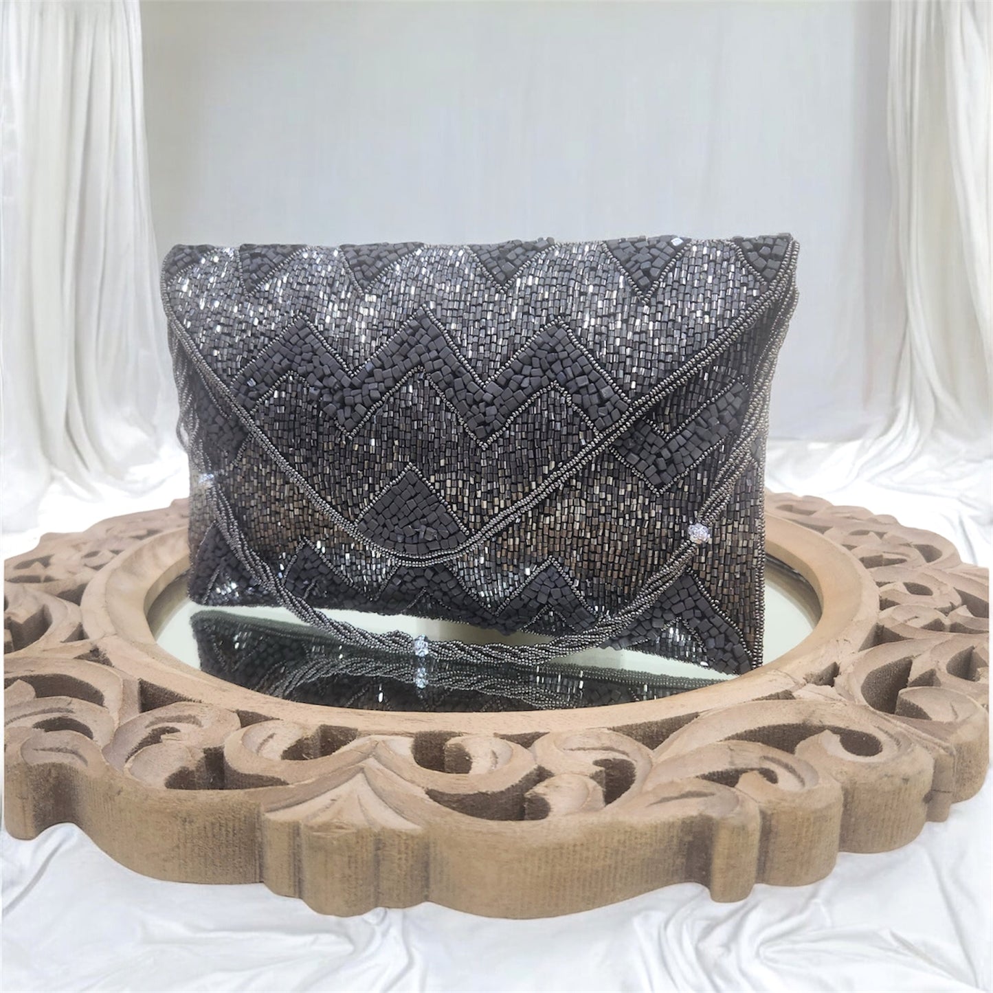 Leher Grey Envelope Clutch