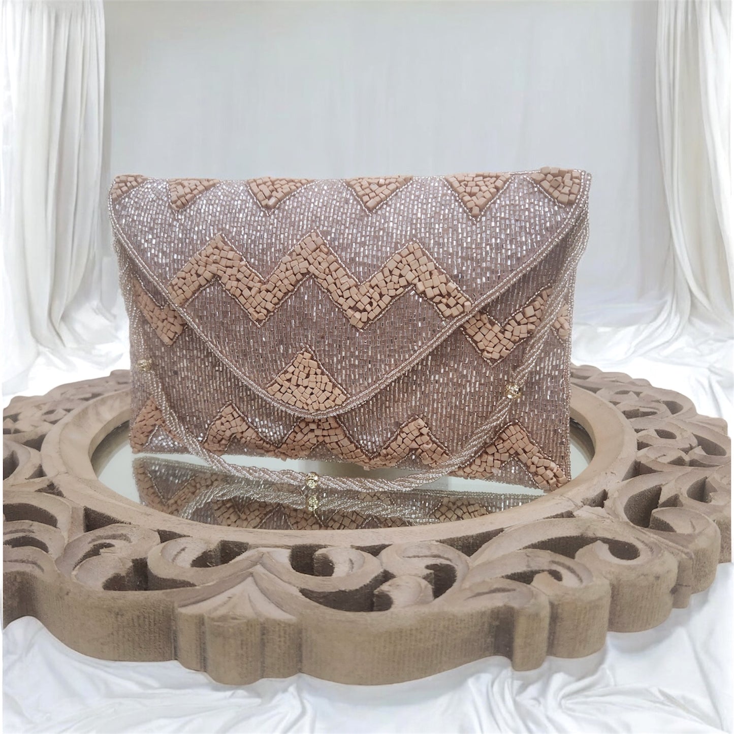 Leher Rose Gold Envelope Clutch
