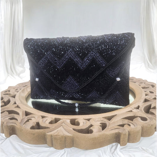 Leher Black Envelope Clutch