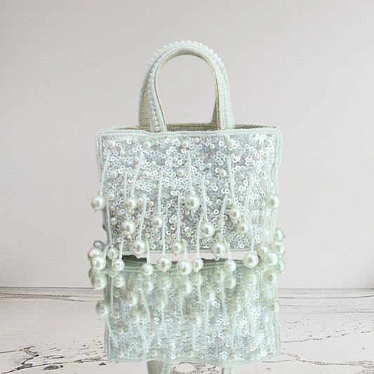 Mini Ivory Sequin Tassel Bag