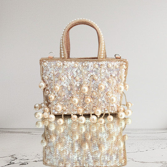 Mini Rose Gold Sequin Tassel Bag