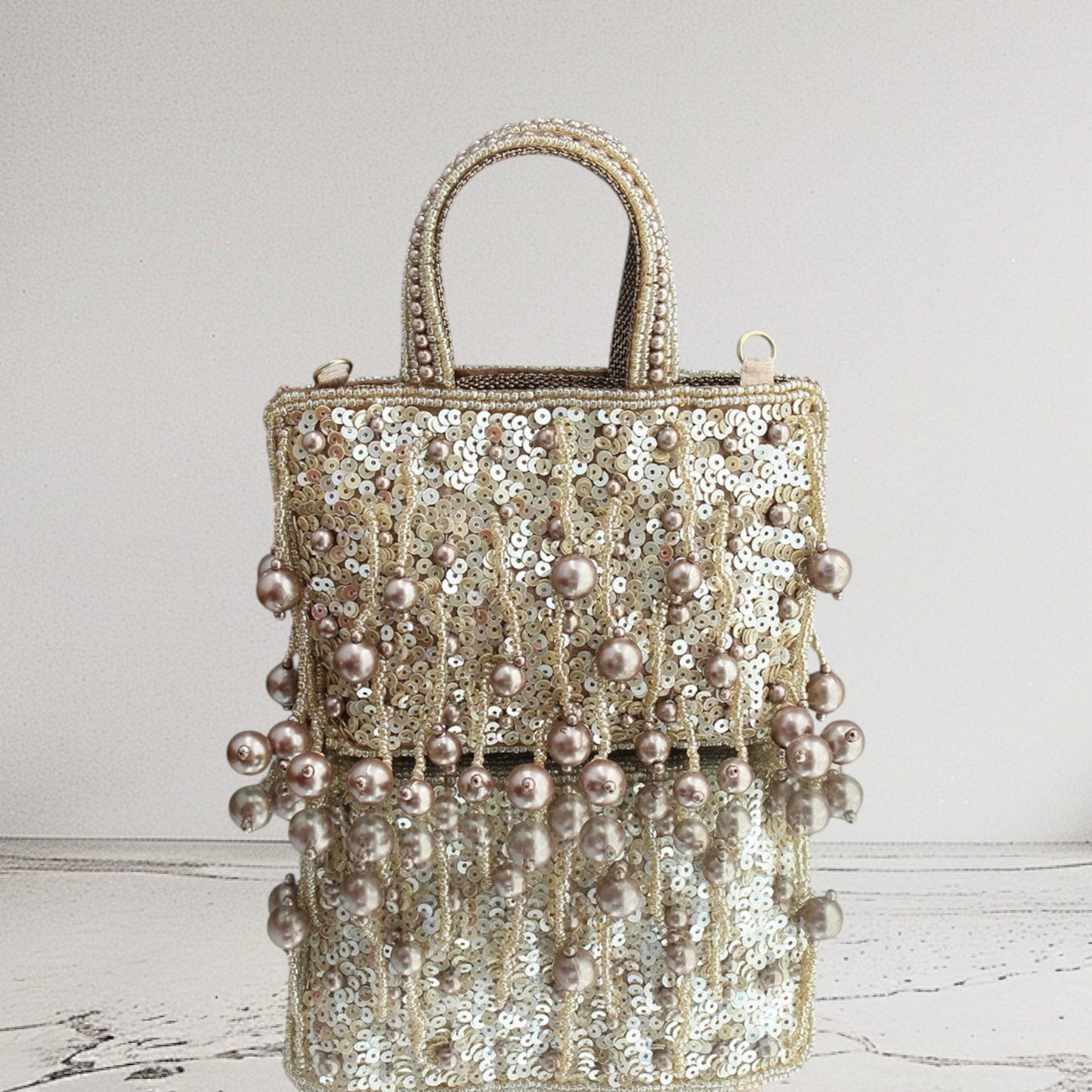 Mini Antique Sequin Tassel Bag