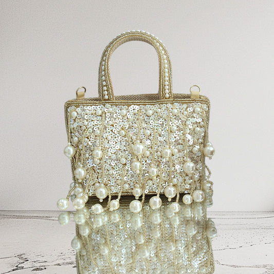 Mini Gold Sequin Tassel Bag