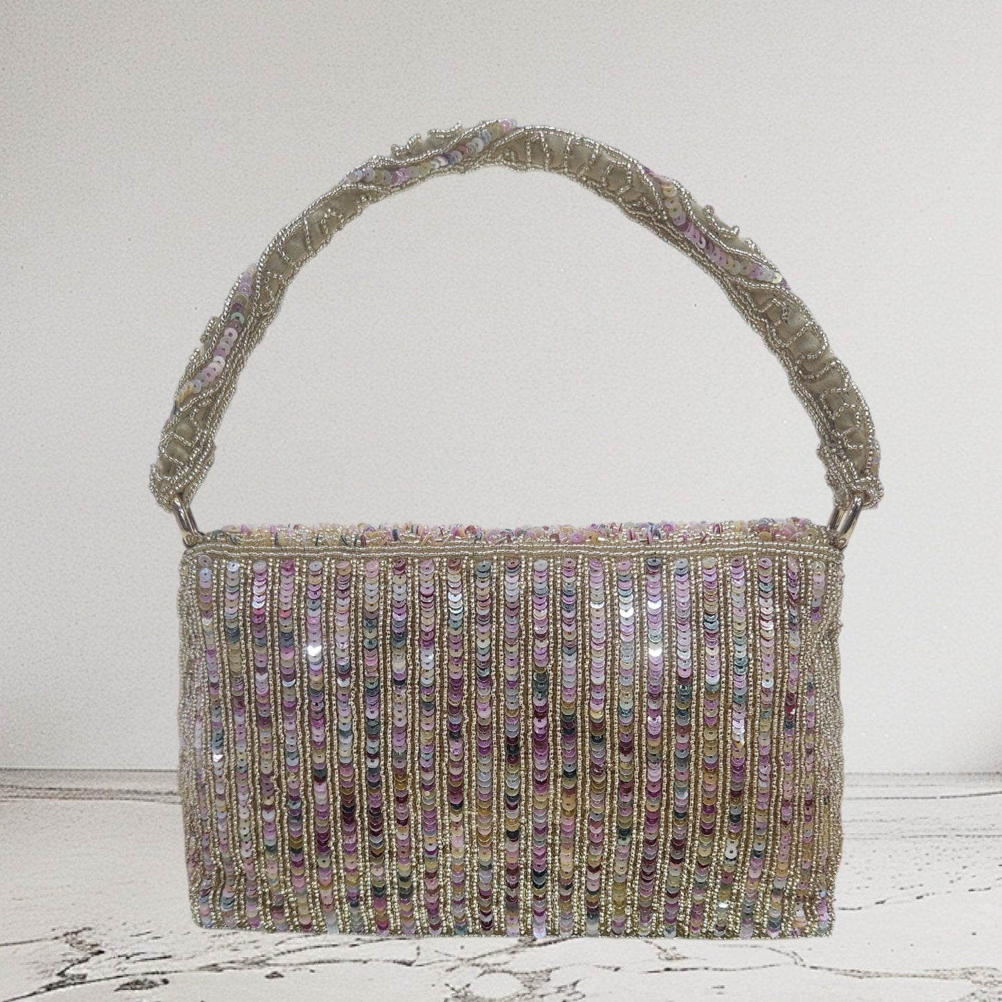 Aabha Mirrored Gold Flapover Bag