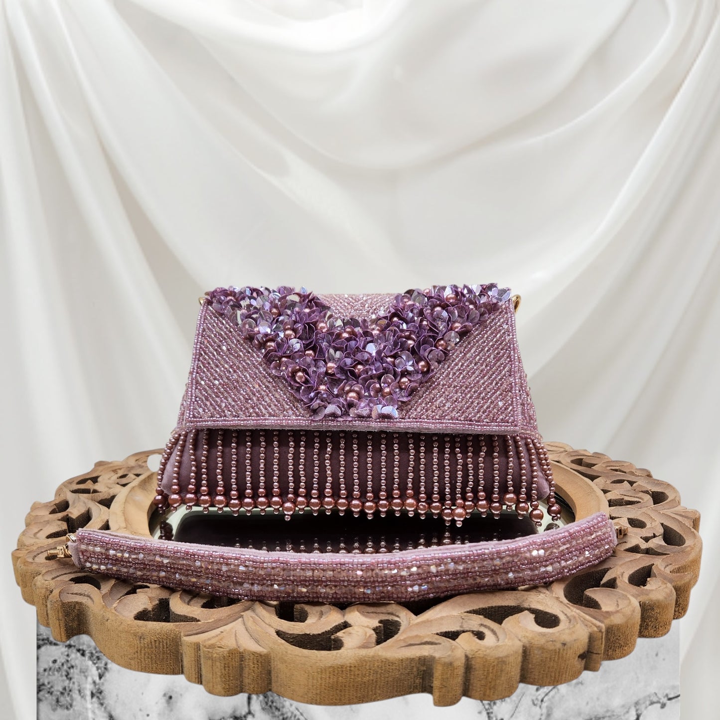 Ruhaani Phool Purple Flapover Bag