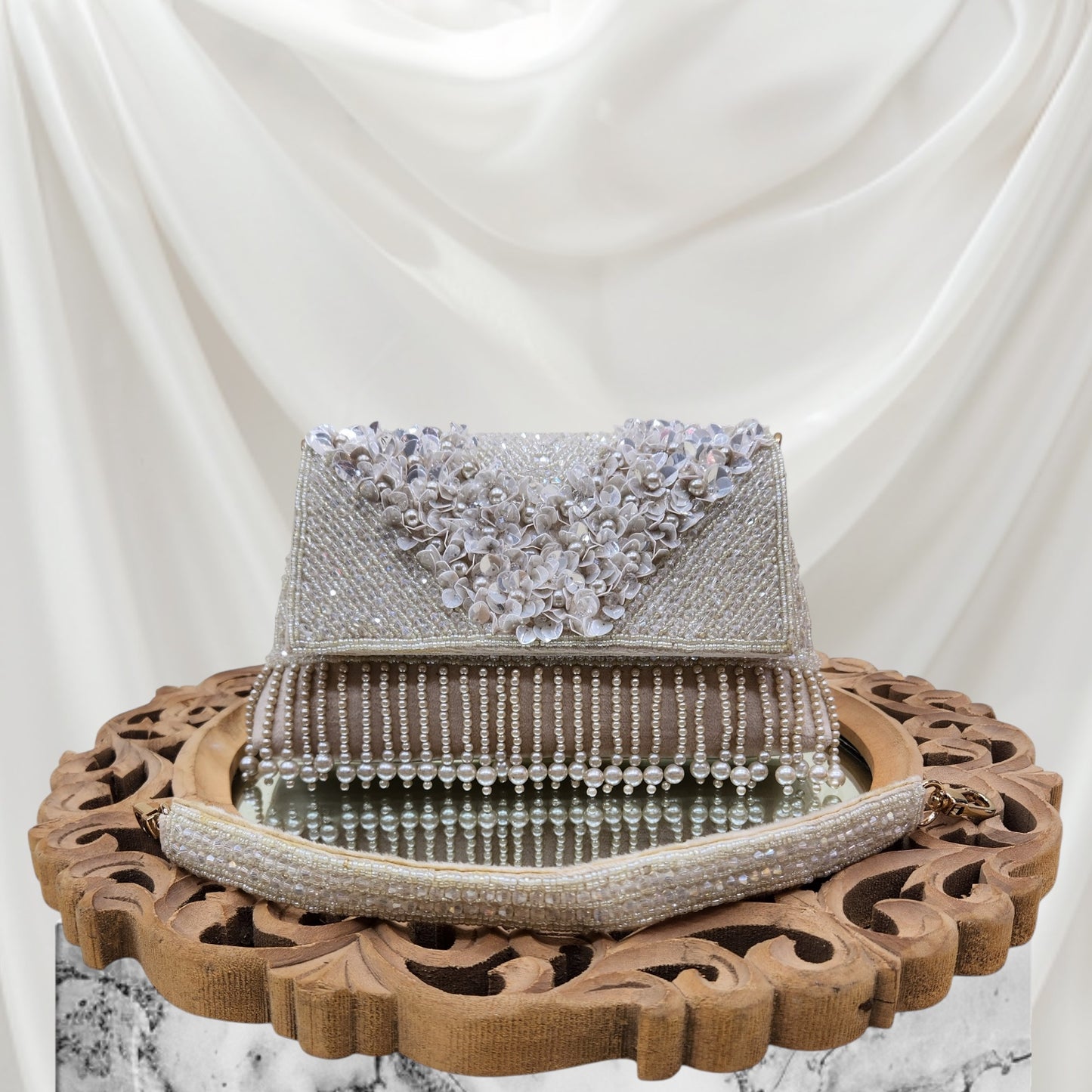 Ruhaani Phool Ivory Flapover Bag