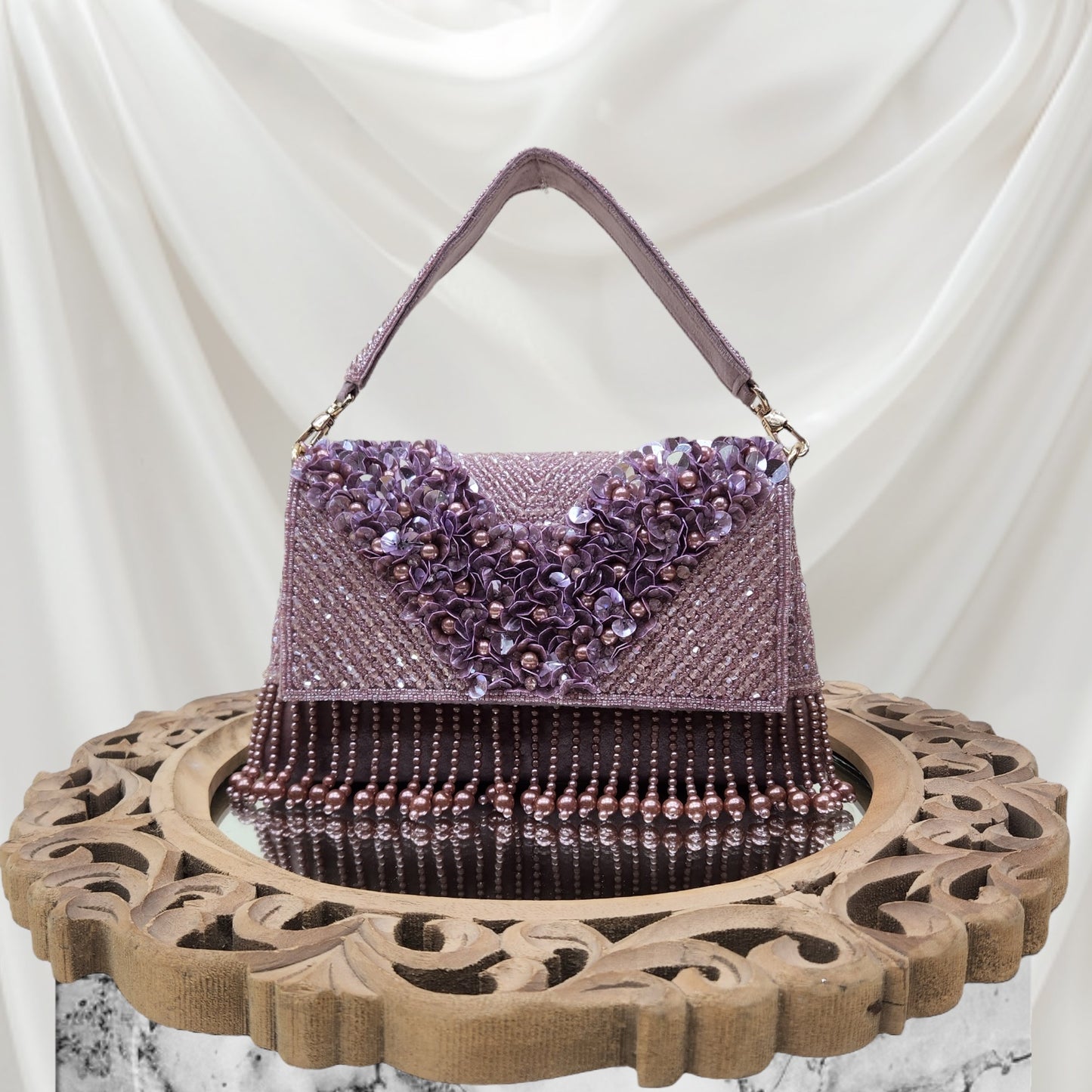 Ruhaani Phool Purple Flapover Bag