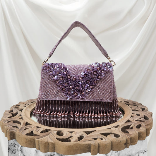 Ruhaani Phool Purple Flapover Bag
