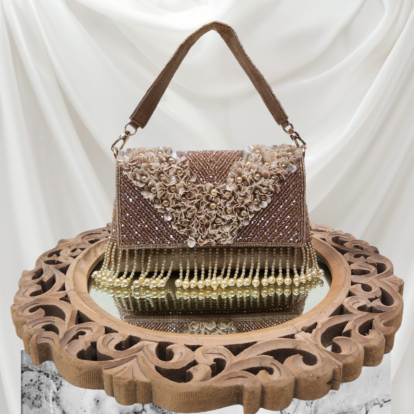 Ruhaani Phool Gold Flapover Bag