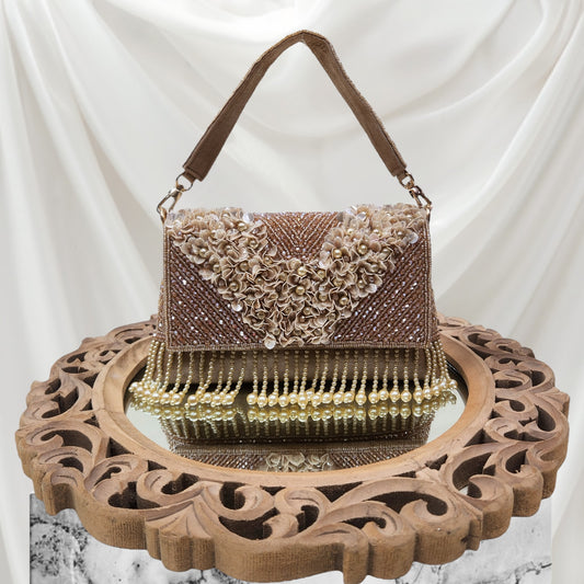 Ruhaani Phool Gold Flapover Bag