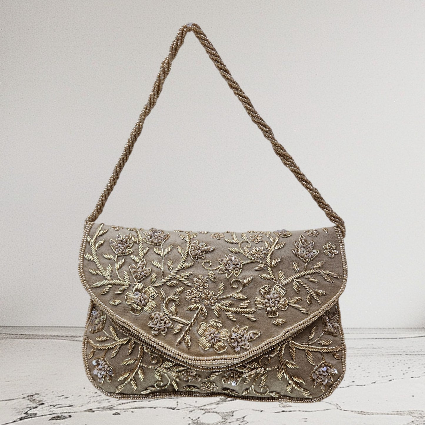 Zaraah Dark Gold Envelope Clutch