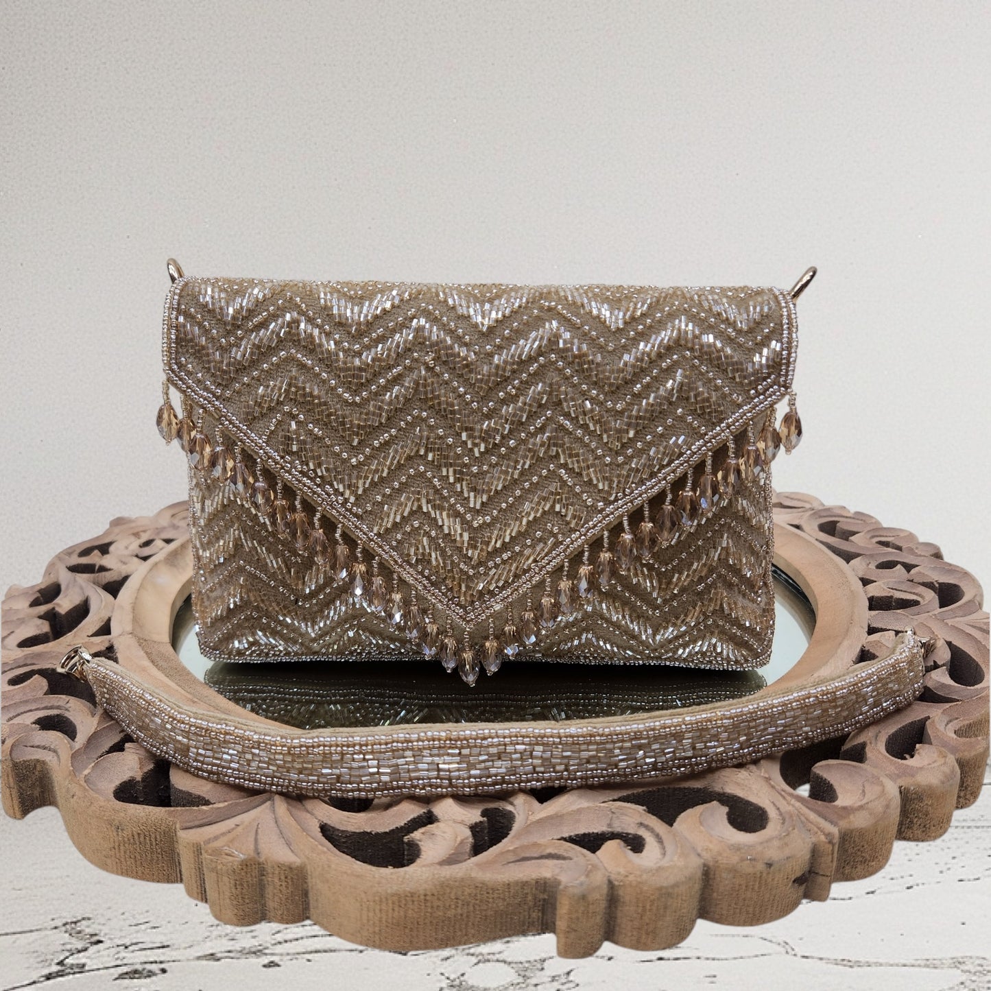 Swarnima Gold Flapover Clutch