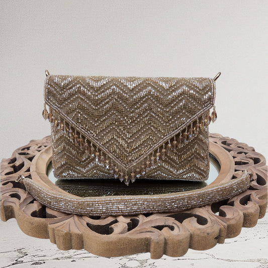 Swarnima Gold Flapover Clutch