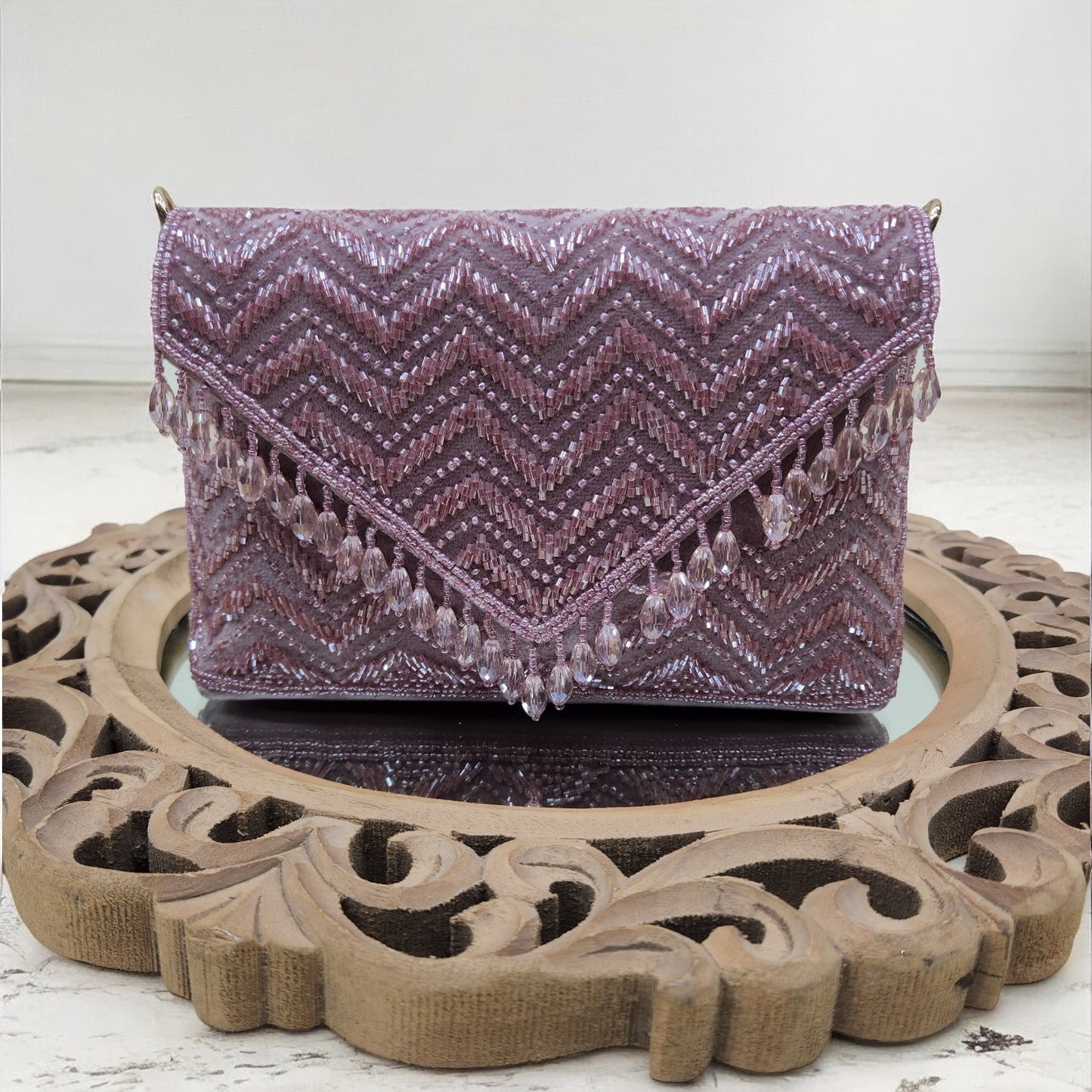 Swarnima Purple Flapover Clutch
