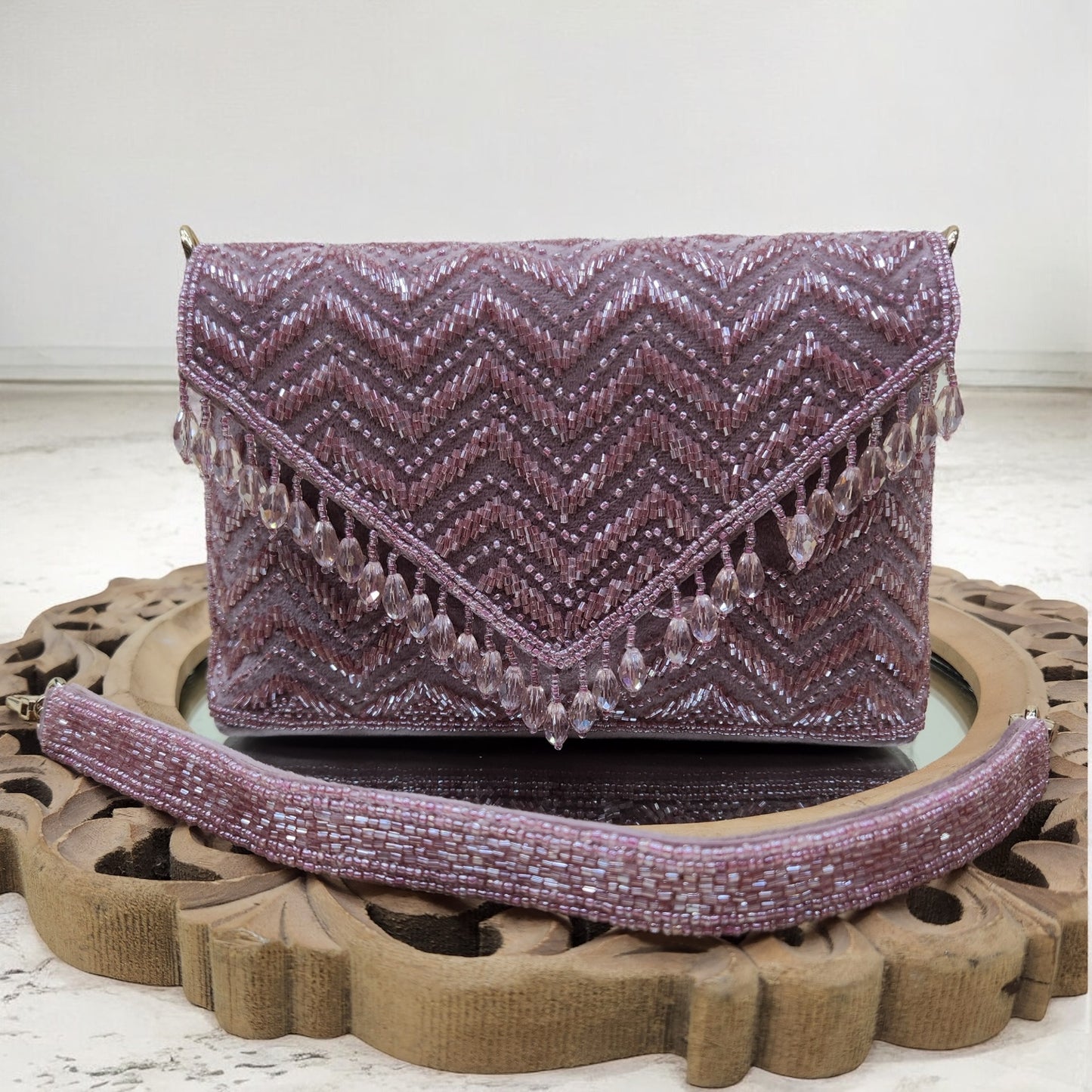 Swarnima Purple Flapover Clutch