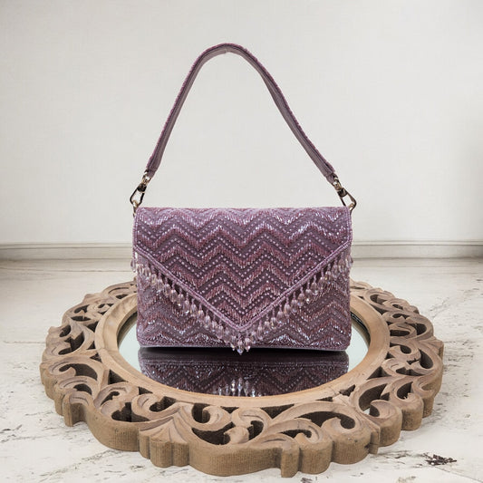 Swarnima Purple Flapover Clutch