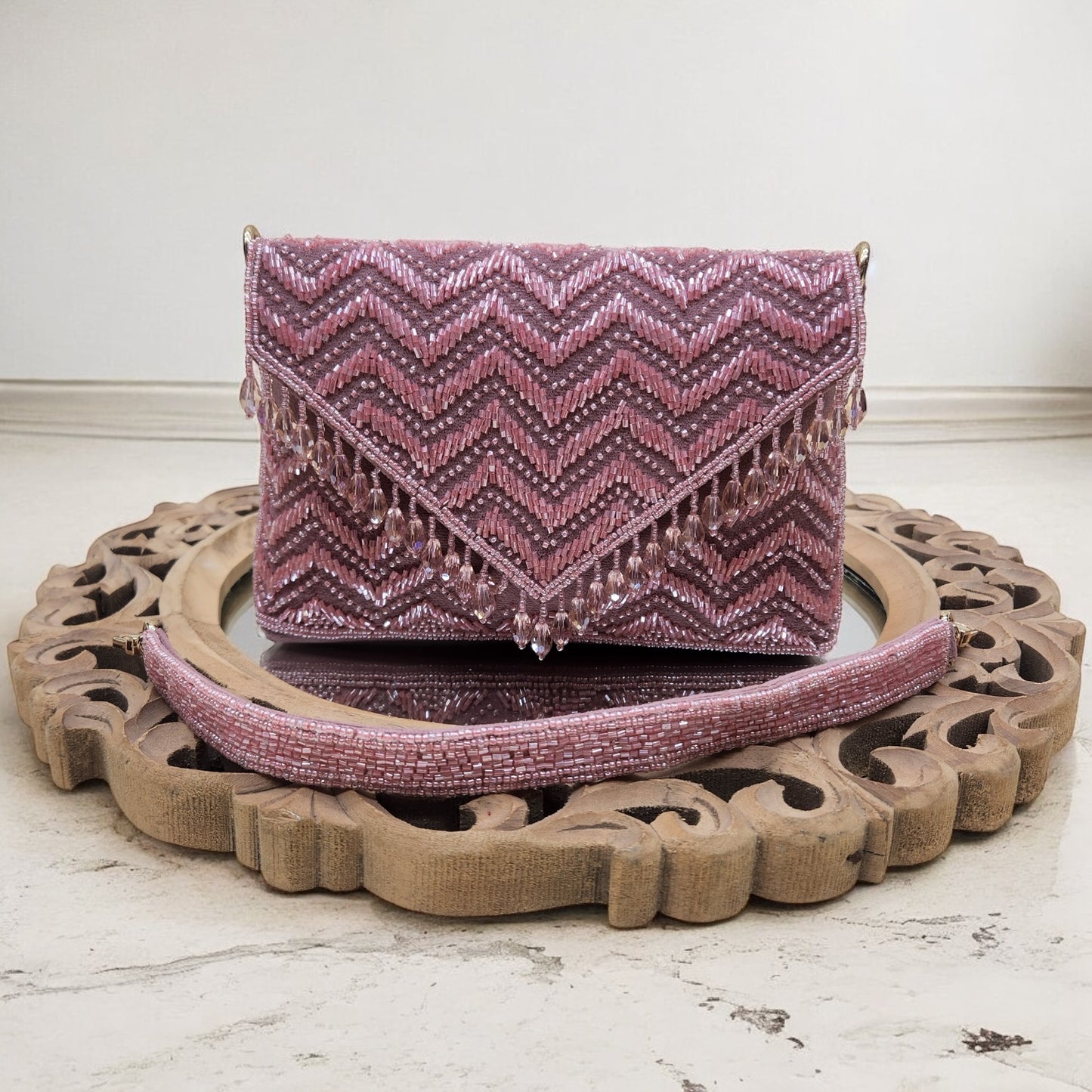 Swarnima Pink Flapover Clutch