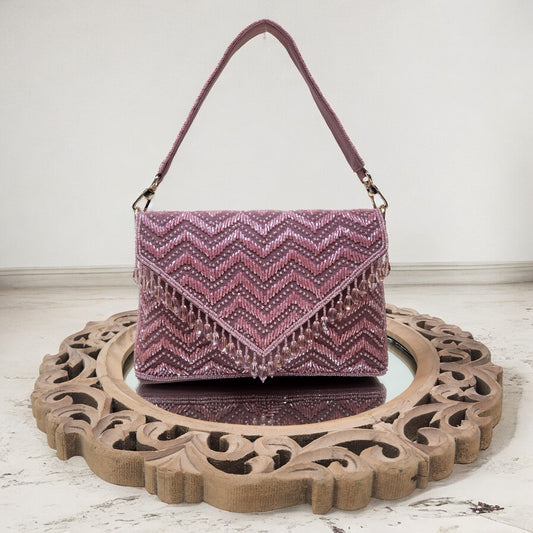Swarnima Pink Flapover Clutch