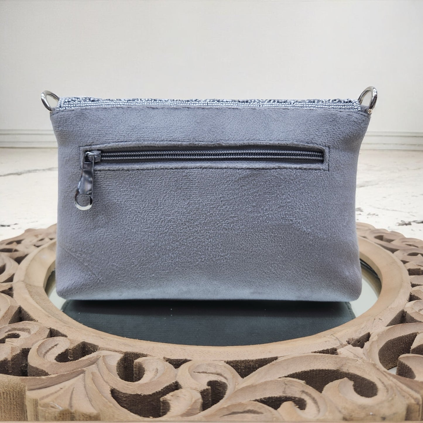 Swarnima Silver Flapover Clutch