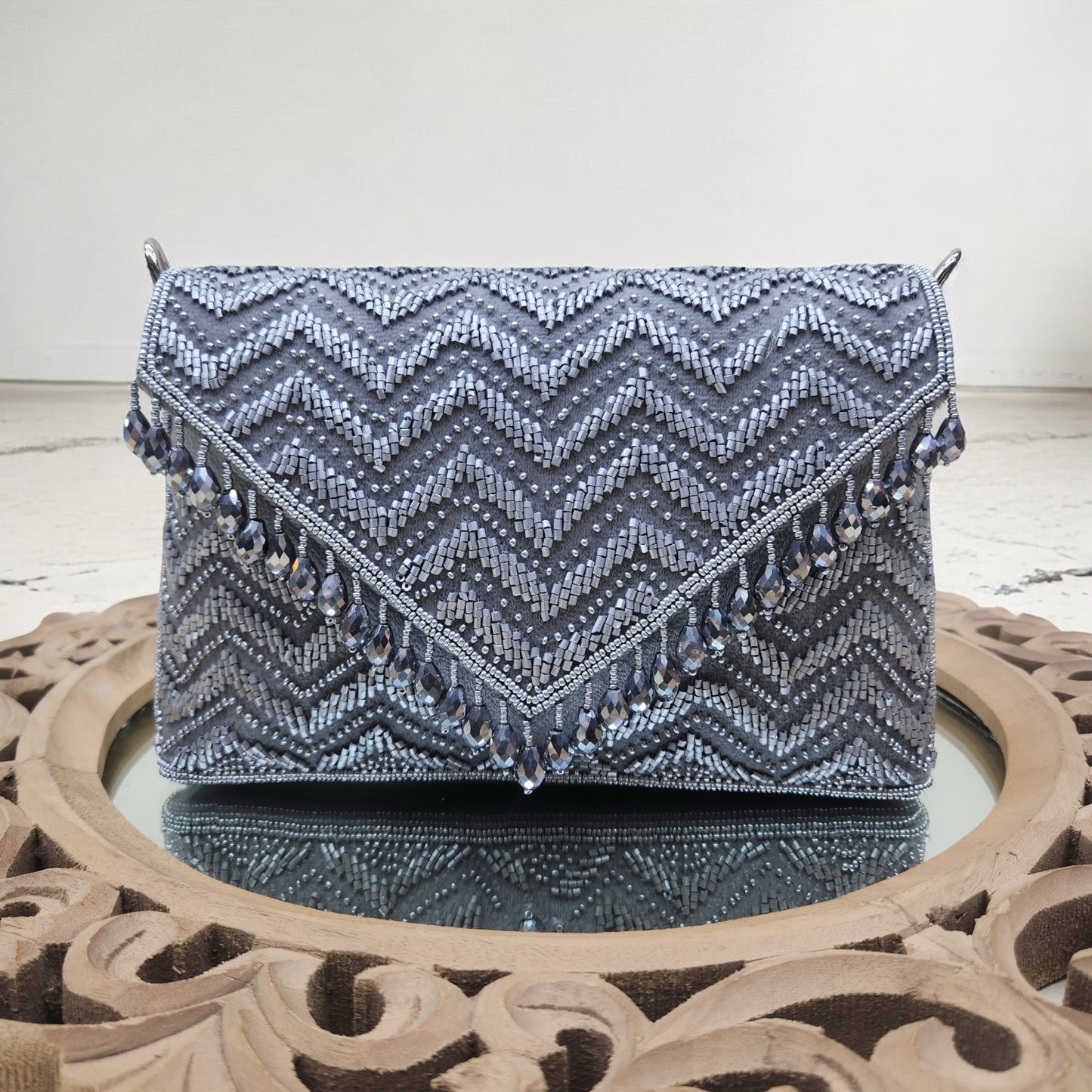 Swarnima Silver Flapover Clutch