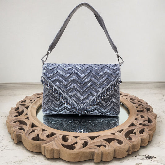 Swarnima Silver Flapover Clutch