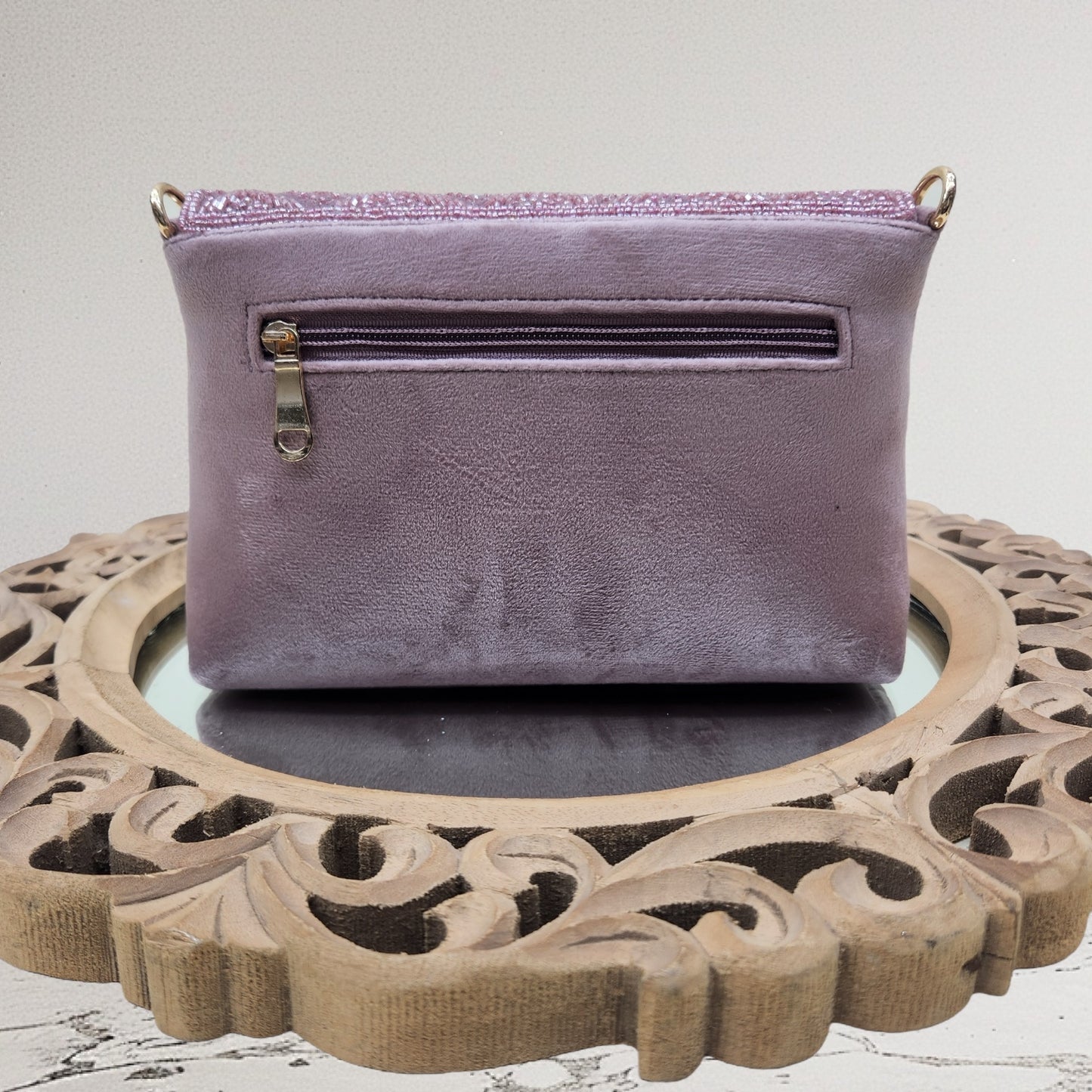 Swarnima Purple Flapover Clutch