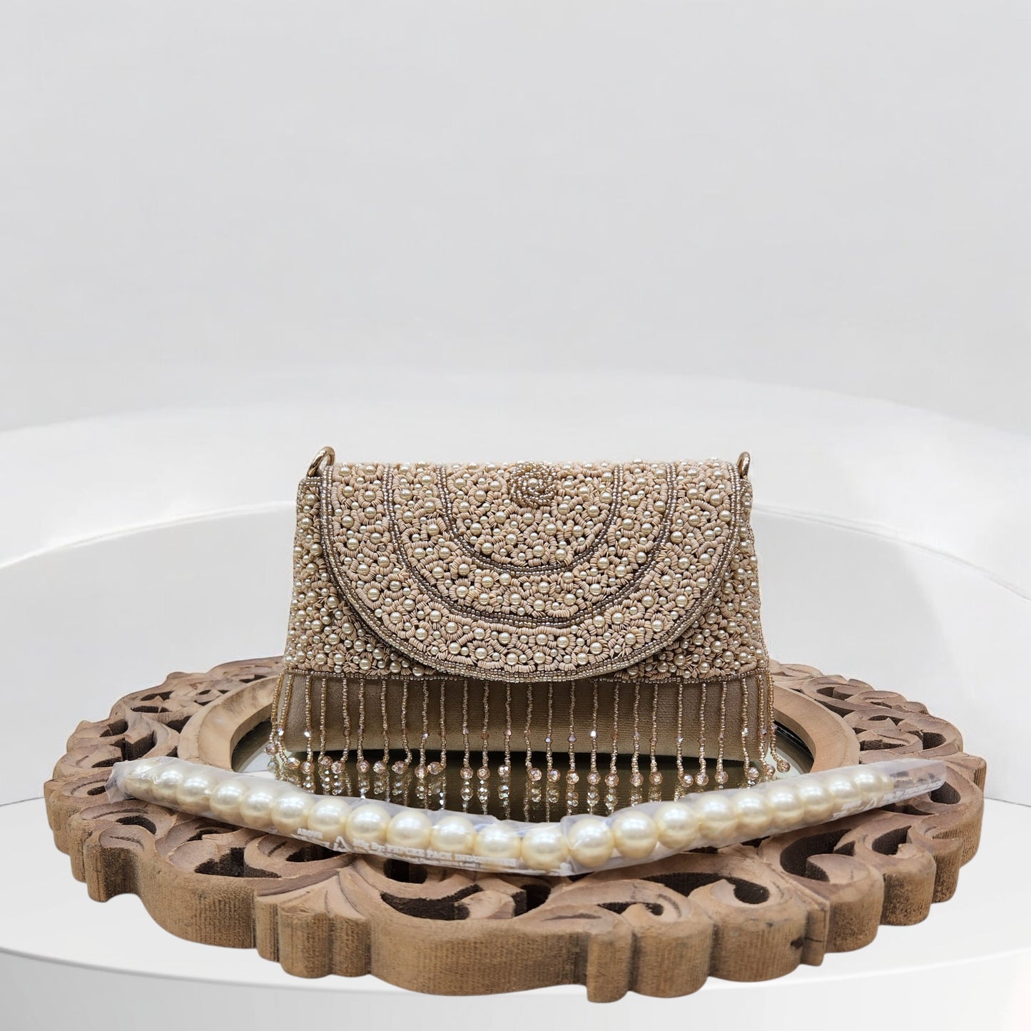 Naaz Gold Flapover Box Clutch