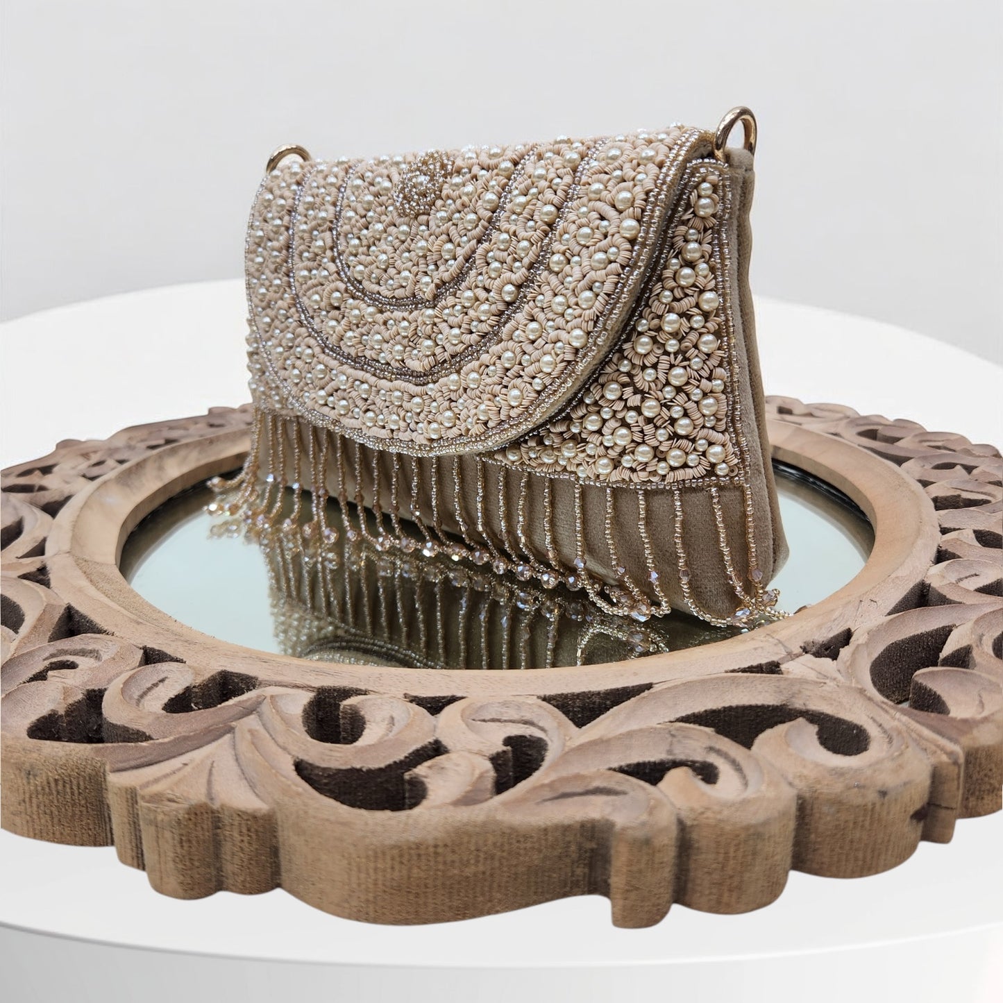 Naaz Gold Flapover Box Clutch