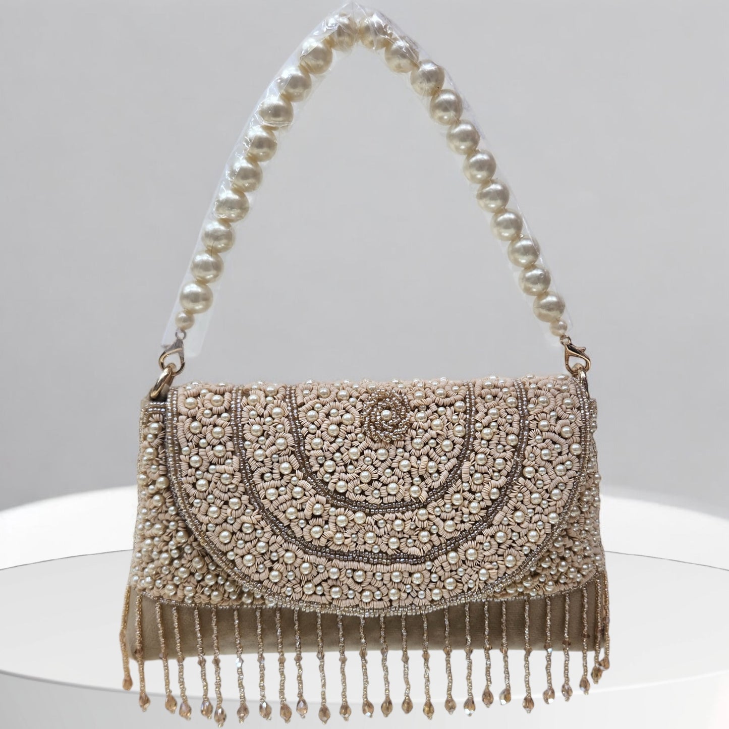 Naaz Gold Flapover Box Clutch