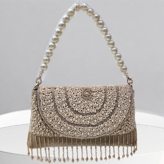 Naaz Gold Flapover Box Clutch