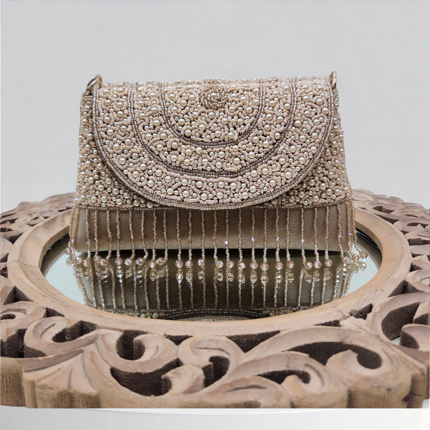 Naaz Gold Flapover Box Clutch