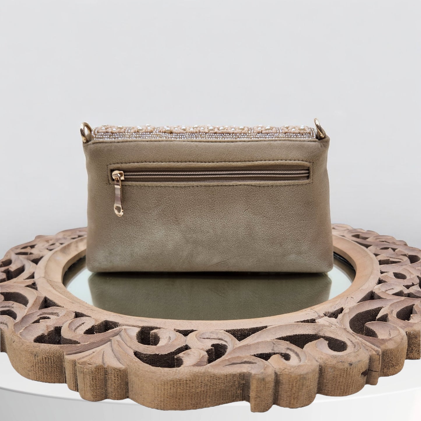Naaz Gold Flapover Box Clutch