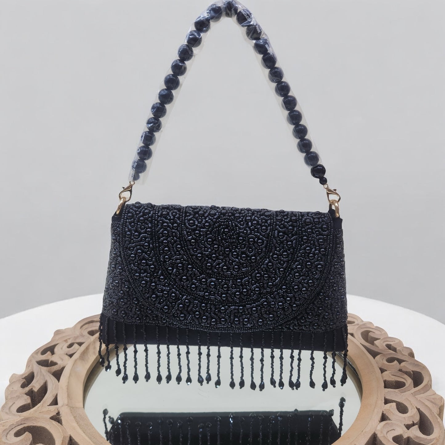 Naaz Black Flapover Box Clutch