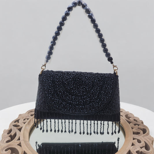 Naaz Black Flapover Box Clutch