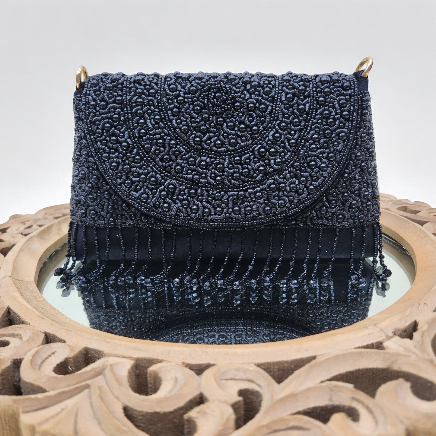 Naaz Black Flapover Box Clutch